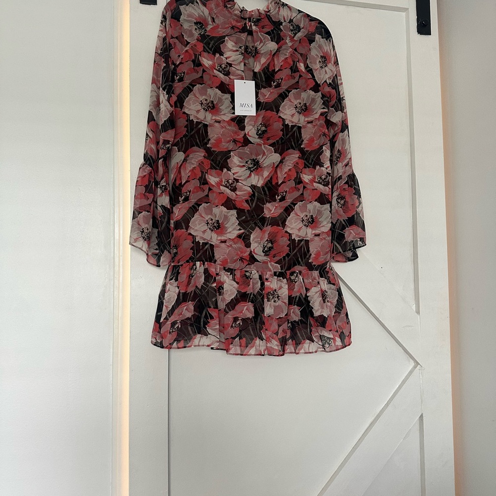 Misa Los Angeles Floral Dress - Pink and Black